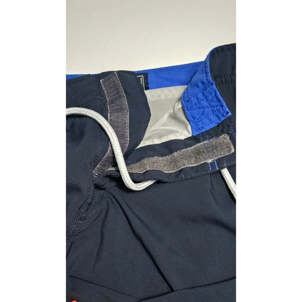 Abercrombie & Fitch Board Shorts Mens 31 Navy Blue Stretch Swim Trunks Logo